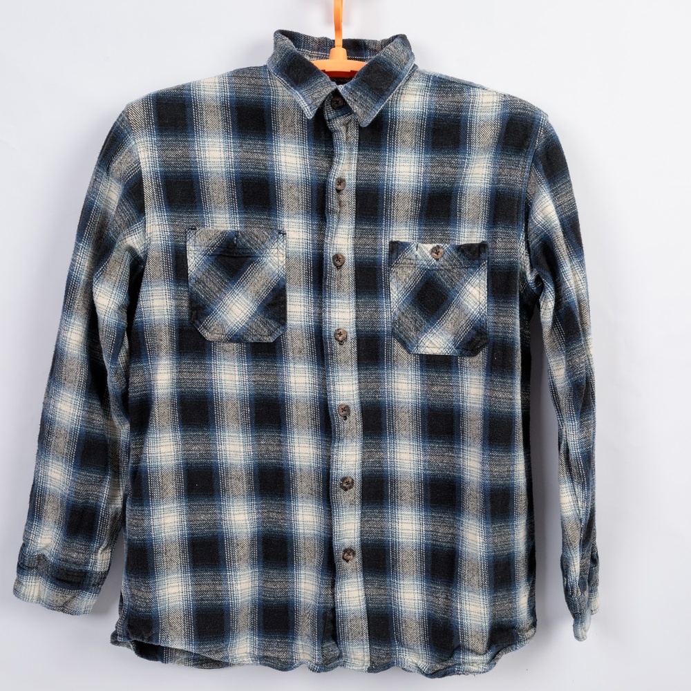 Schmidt Blue Plaid Flannel Shirt Sz Large